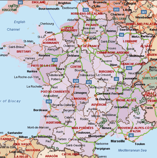 Frankrijk landkaart