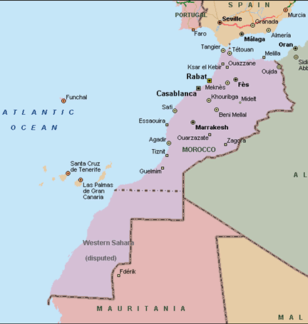 Marokko landkaart