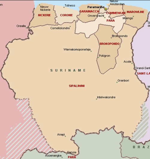 Suriname landkaart