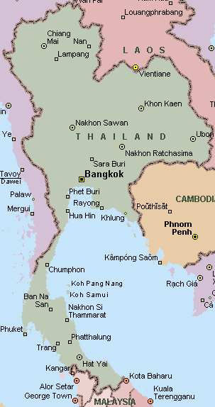 Thailand landkaart